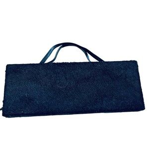 Victoria's Secret Black Faux Fur Purse Rectangular Box Pink Interior Evening